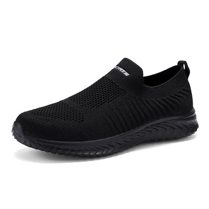 A Flying woven sports shoes men's lightweight large size one pedal casual men's shoes breathable running shoes