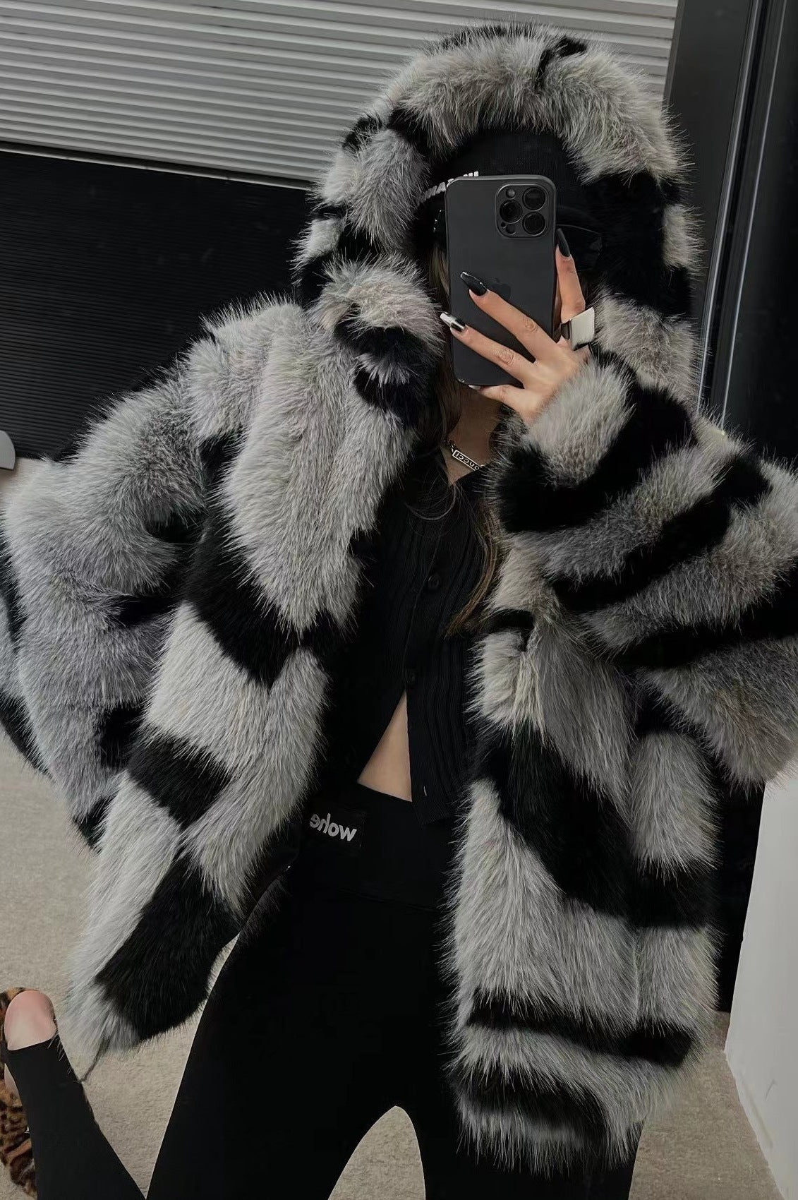 A faux fur coat