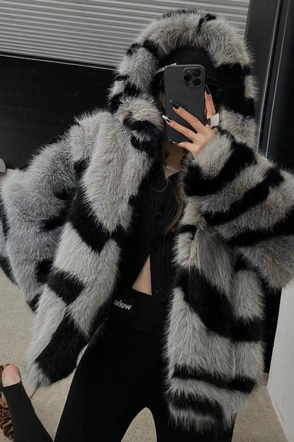 A faux fur coat