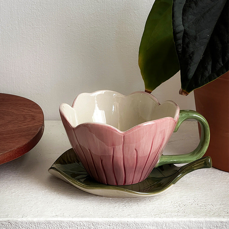 A flower ceramic cup