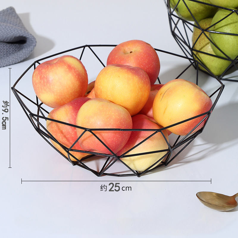 A wrought iron snack pot fruit plate storage