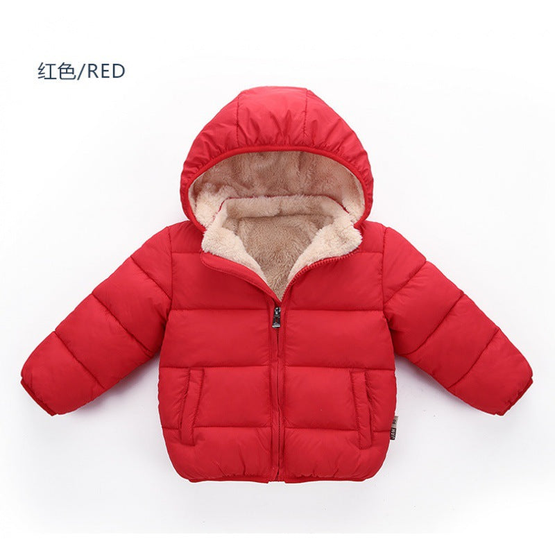 A children's down cotton-padded clothes, winter clothes, down boys and girls, small and medium-sized children's clothing, thick hat-off jacket, children's cotton-padded jacket