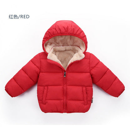 A children's down cotton-padded clothes, winter clothes, down boys and girls, small and medium-sized children's clothing, thick hat-off jacket, children's cotton-padded jacket
