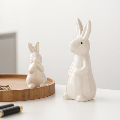 A rabbit shape ceramic handicraft ornament