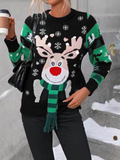 A printed sweater with long sleeves