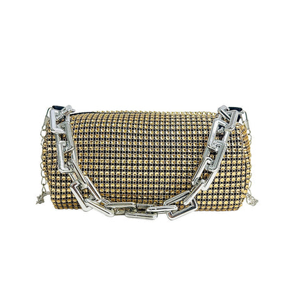 A mesh drill chain bag women's new spring personalized foreign style explosion single shoulder niche dinner bag women