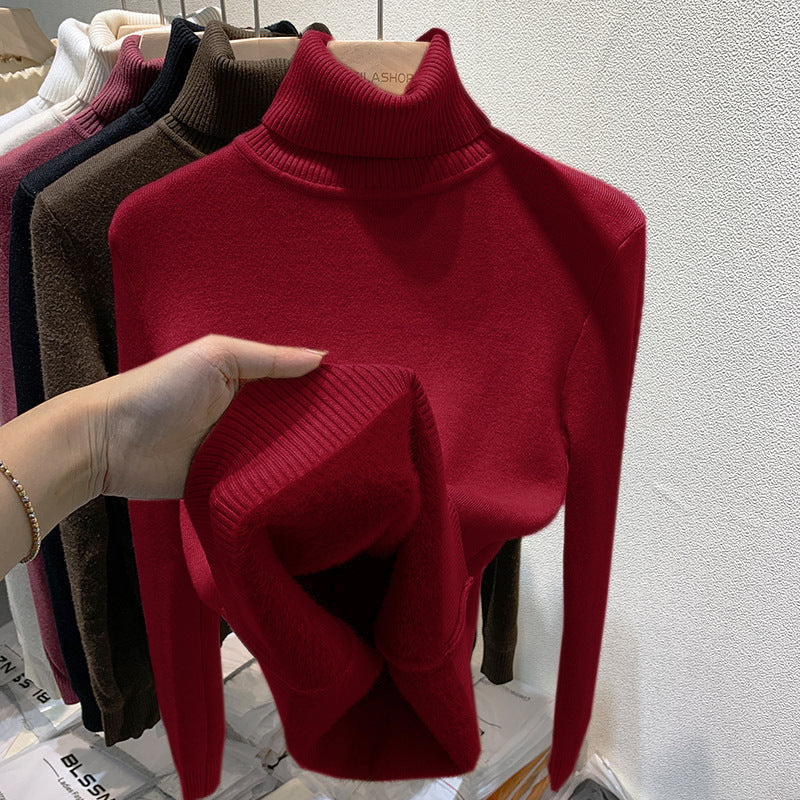 A integrated fleece turtleneck sweater women's fleece thickened