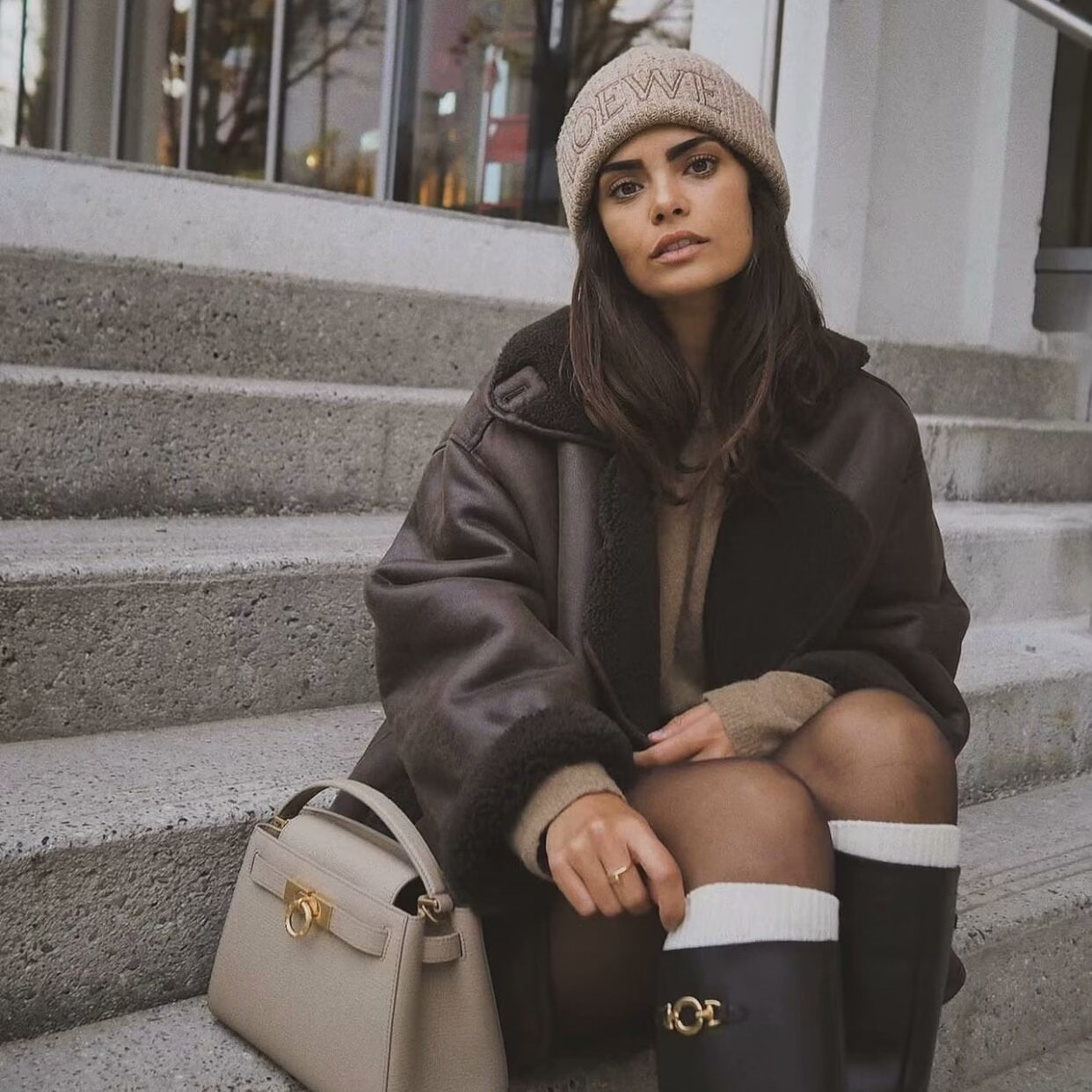 A women's leather jacket