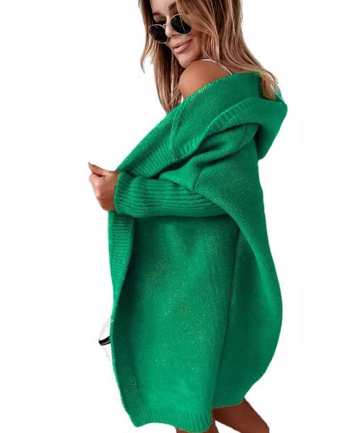 A hooded sweater jacket