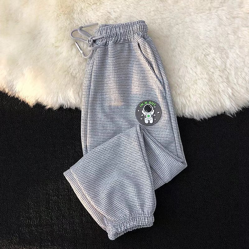 B2-m15 Boys Pants Spring and Summer cotton Thin Waffle Casual Children's Sweatpants - Mixbatch