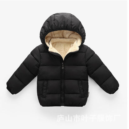 A children's down cotton-padded clothes, winter clothes, down boys and girls, small and medium-sized children's clothing, thick hat-off jacket, children's cotton-padded jacket