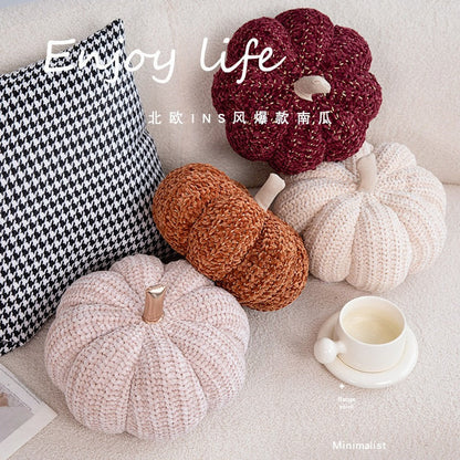 A wool pumpkin throw pillow decorative ornament