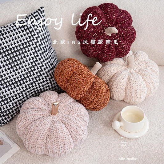 A wool pumpkin throw pillow decorative ornament