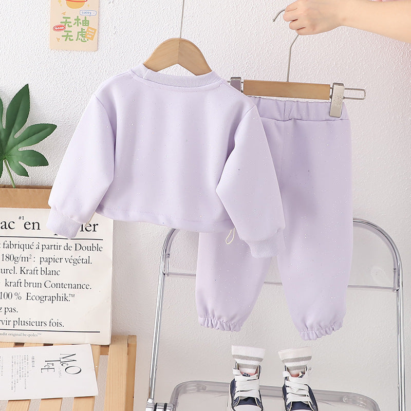 A Baby Clothes Spring Girls' Foreign Style Sequins Set Two-piece Set