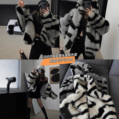 A faux fur coat