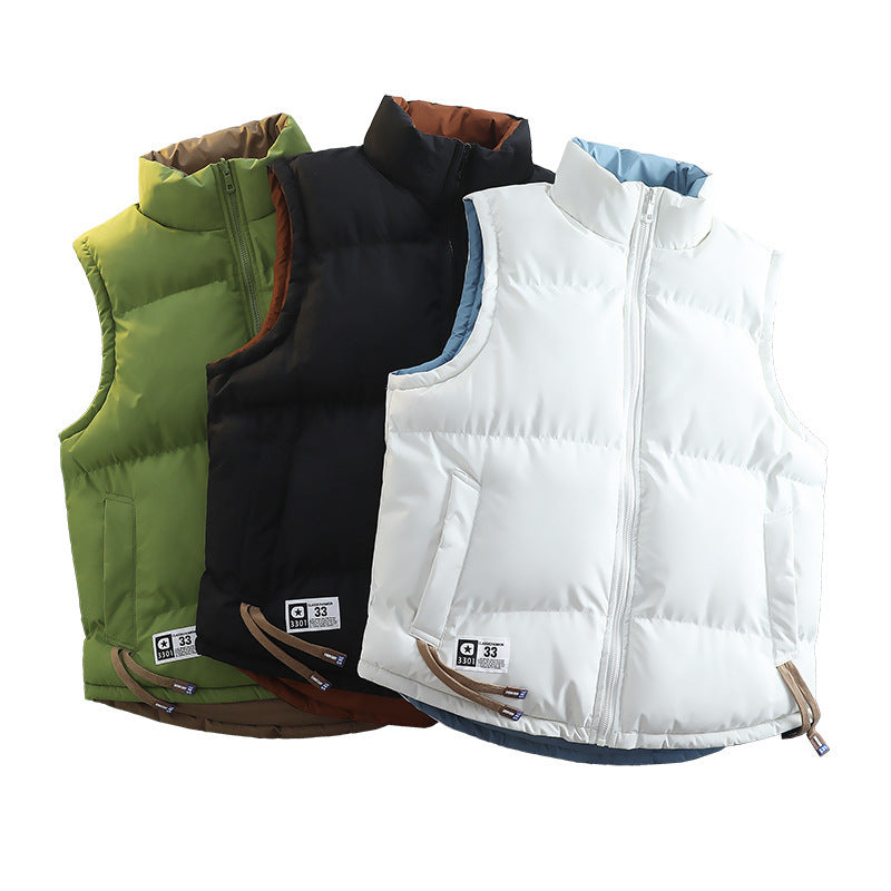 A man wears a vest jacket on both sides