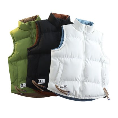 A man wears a vest jacket on both sides