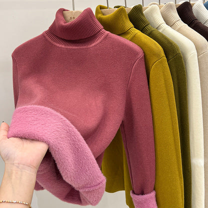 A integrated fleece turtleneck sweater women's fleece thickened