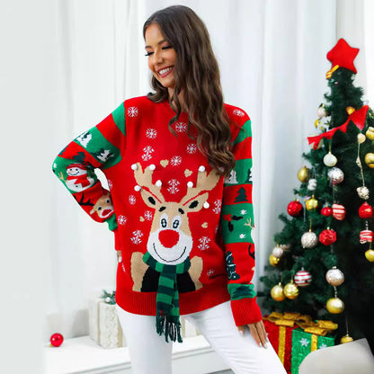 A printed sweater with long sleeves