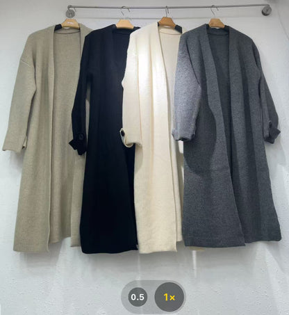 A long sweater knit jacket