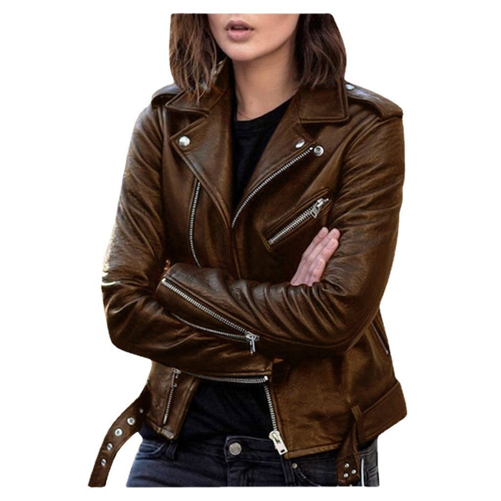 A pu leather jacket
