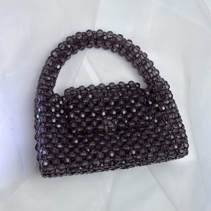 A simple premium retro champagne small mobile phone bag homemade heavy industry oblique span portable woven beaded bag DIY material bag