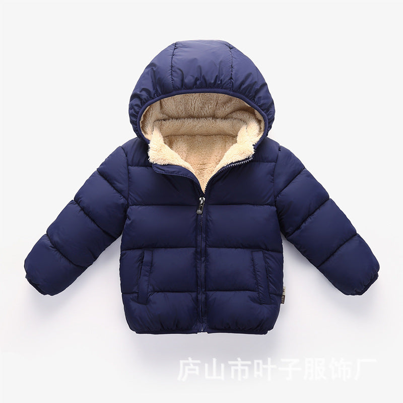 A children's down cotton-padded clothes, winter clothes, down boys and girls, small and medium-sized children's clothing, thick hat-off jacket, children's cotton-padded jacket