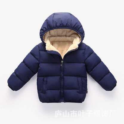 A children's down cotton-padded clothes, winter clothes, down boys and girls, small and medium-sized children's clothing, thick hat-off jacket, children's cotton-padded jacket