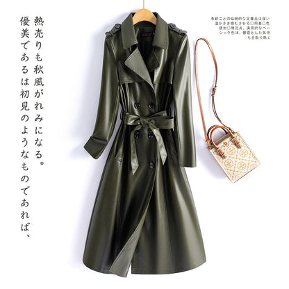 A PU leather jacket long