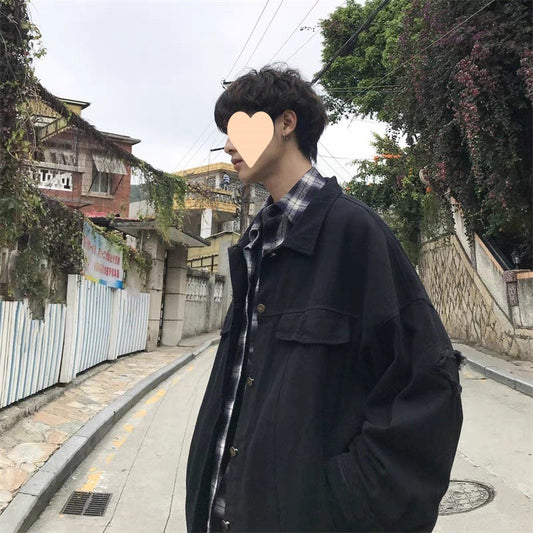 B2-m6 Denim jacket men's ripped port wind fried street jacket loose Korean version - Mixbatch