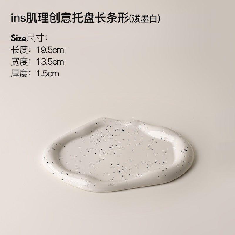 A Creative light luxury decorative tray Ceramic storage tray Fruit snack tray Coffee table jewelry tray Cross-border hot mining