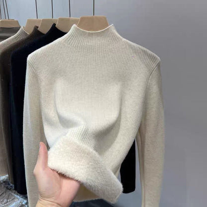 A bright silk semi-turtleneck thickened thermal bottoming shirt