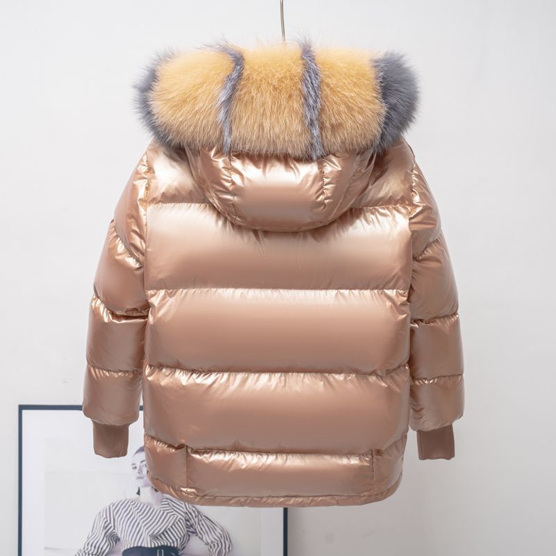 A short fox fur down jacket for women