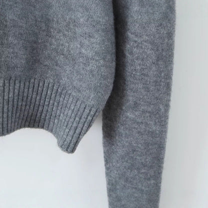 A Fake fur collar hooded long-sleeved zip-up cardigan knitted sweater jacket