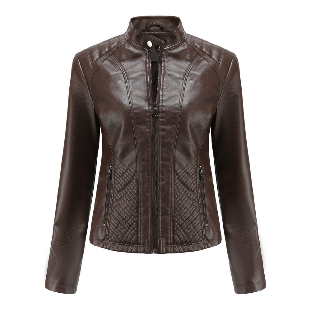 A women's leather jacket