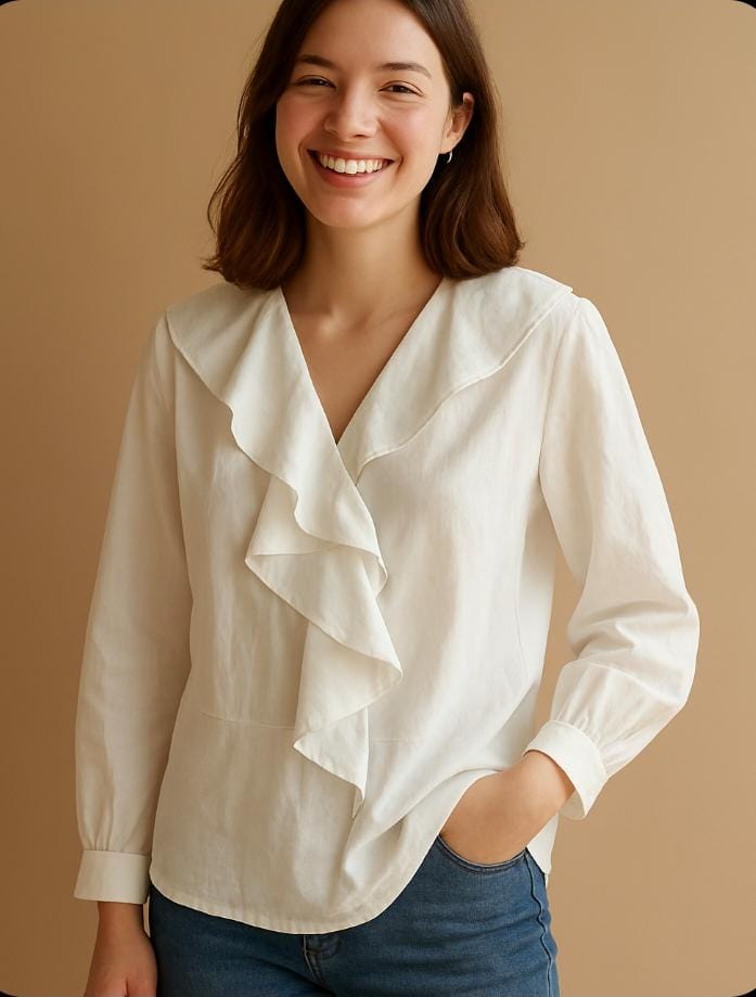 B2-m1 Spring and Autumn New Lotus Leaf Chiffon Shirt