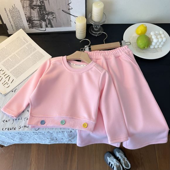 P girls' suit autumn clothes new foreign casual children's clothing medium and older children's girls' sports sweater two-piece set popular