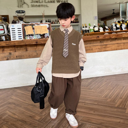 A Boys Autumn Children's Academy Set Three-piece Set (6-12 years old)