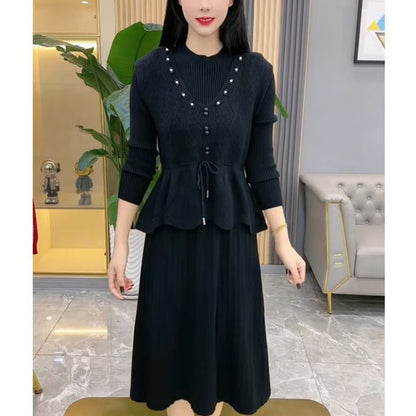 P vest knitted dress two-piece set