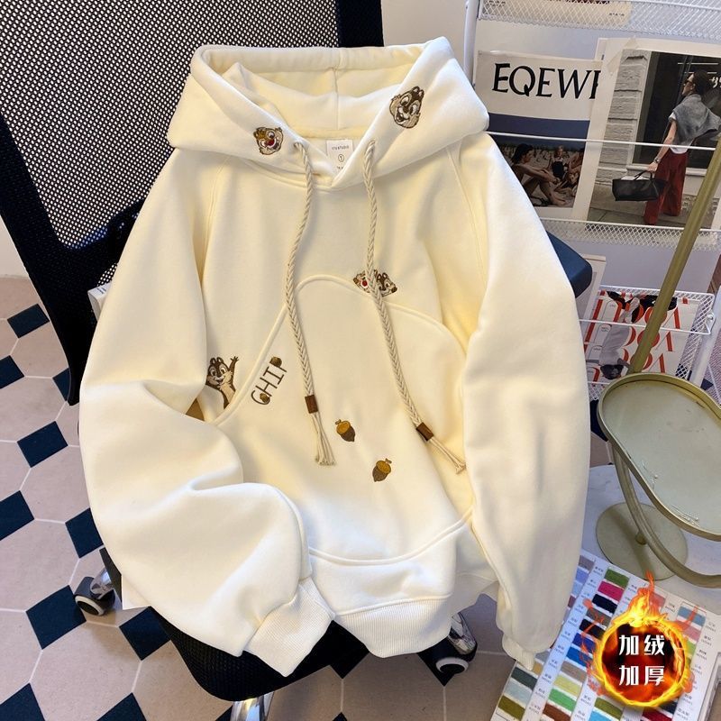 Korean Version Cartoon Embroidery Hooded Sweatshirt for Women