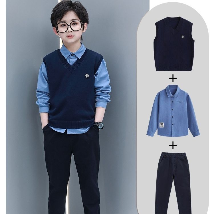 A Boys Autumn Children's Academy Set Three-piece Set (6-12 years old)
