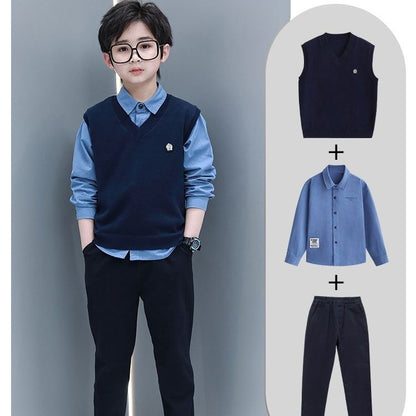 A Boys Autumn Children's Academy Set Three-piece Set (6-12 years old)