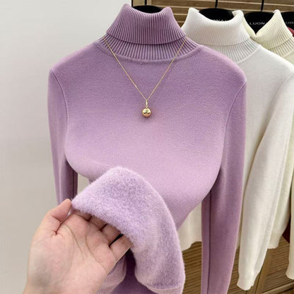 P turtleneck sweater piled and thickened