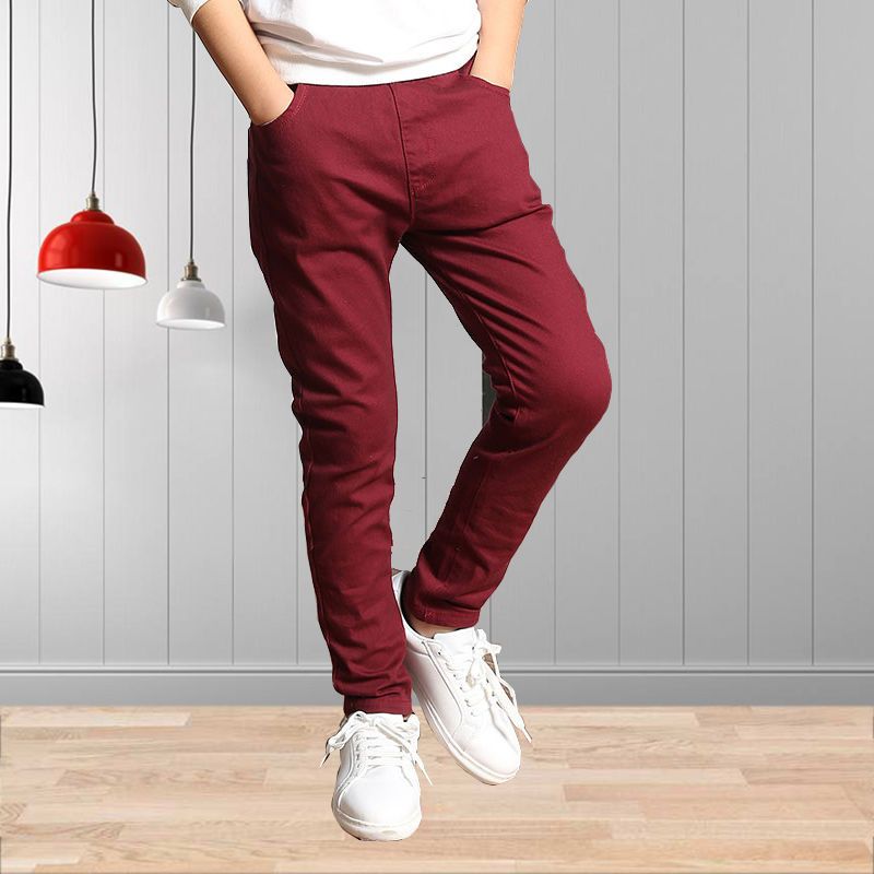 B3-M35  children's pants  95% cotton elastic wear-resistant elastic slim straight trousers 4-16 years old - Mixbatch