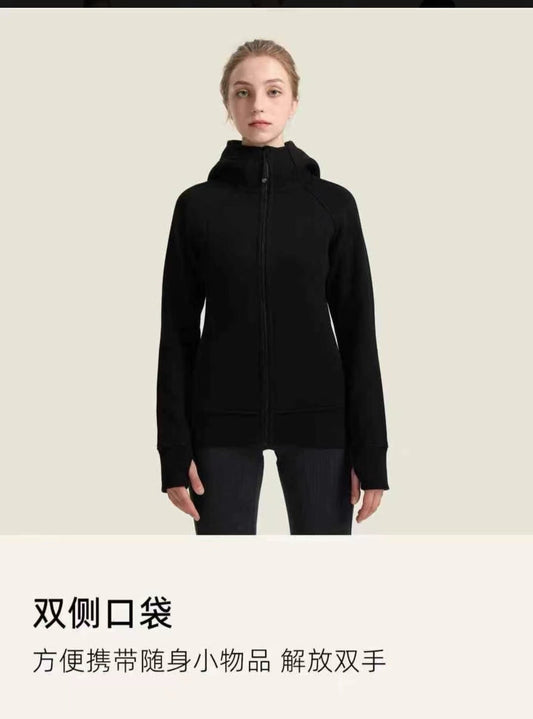 B2-m19 Autumn and winter velvet thickened hooded yoga clothes jacket - Mixbatch