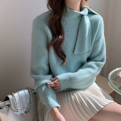 P crew neck knit sweater