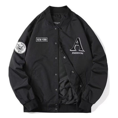 B2-m7 New Spring and Autumn Letter Embroidery Tooling Baseball Clothing Men's and Women's Black Loose Simple Thin Couple Clothing Jacket - Mixbatch