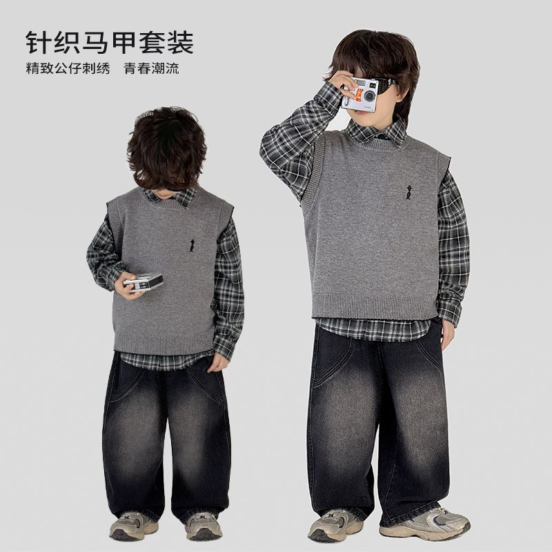 A Boys Autumn Children's Academy Set Three-piece Set (6-12 years old)