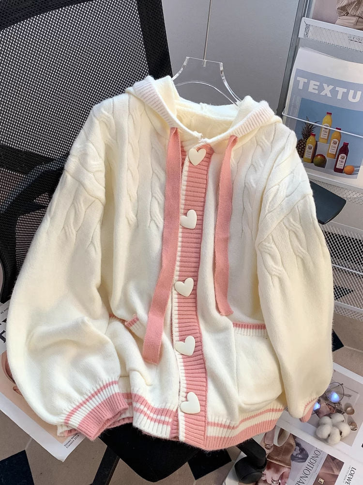 P autumn new wear loose wear age-reducing knitted cardigan