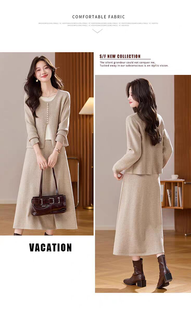 Knitted Top and Skirt Set